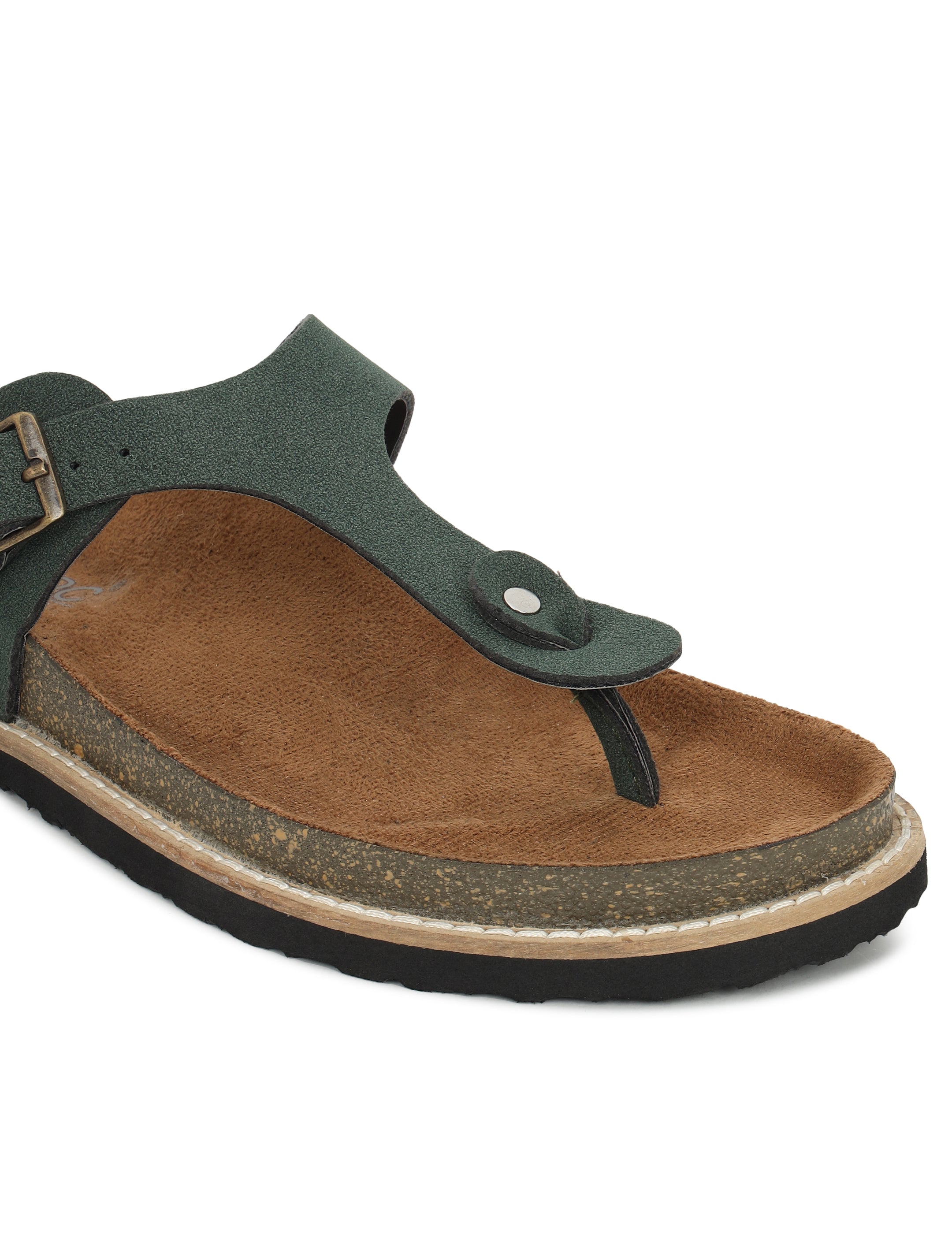 LYDC Olive Suede Sandals For Women Welt-Crafted T-Strap Sandals - Olive Suede