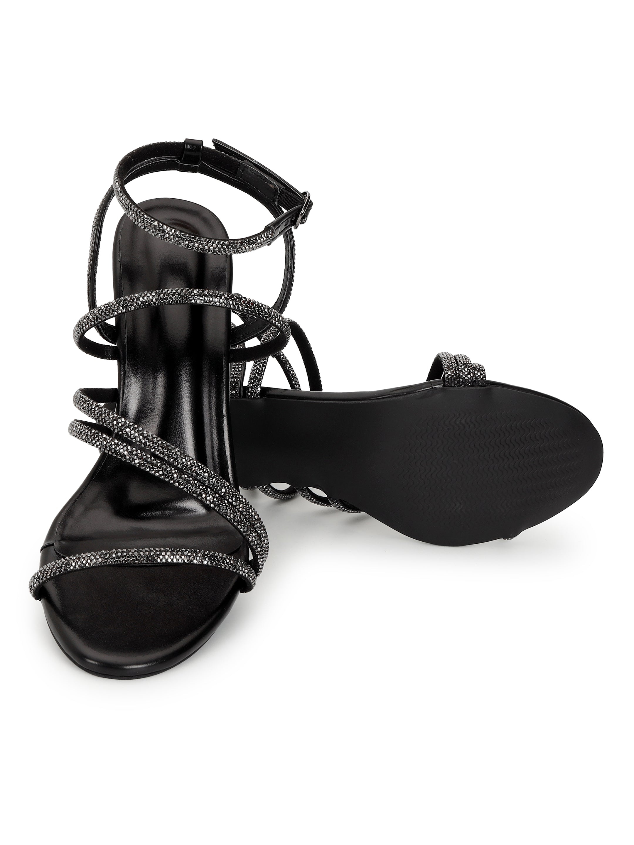 LYDC London - Black Kitten Heels Sandals for women - Black