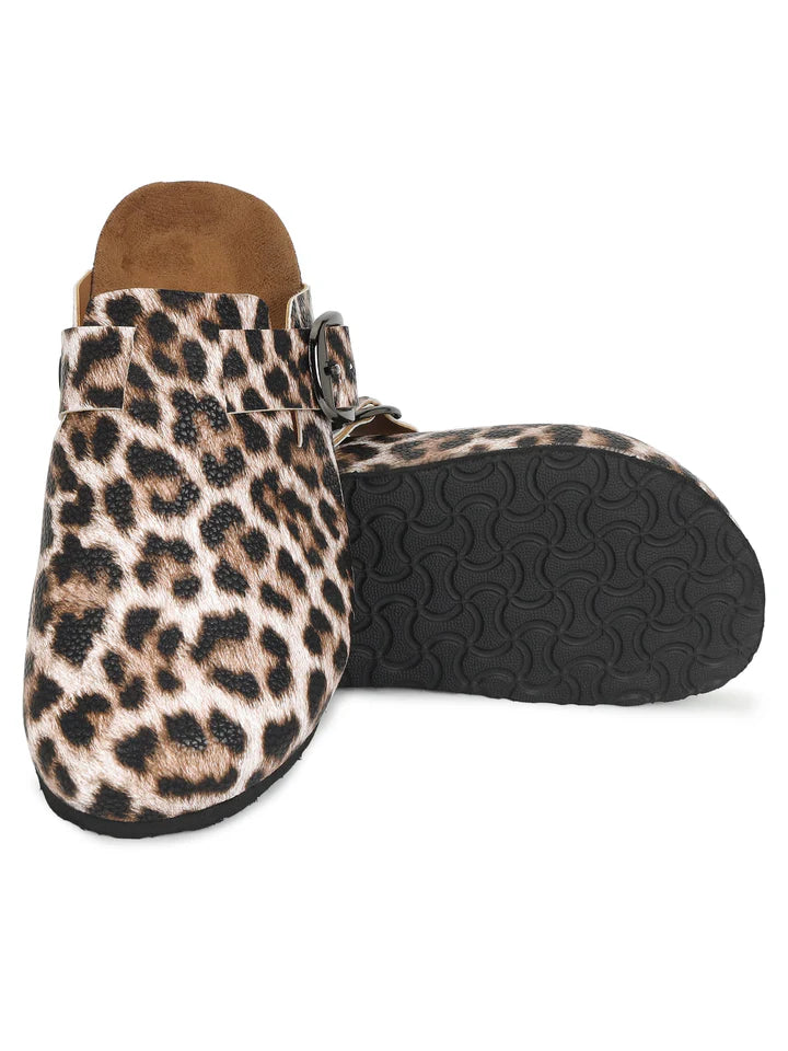 LYDC Brixton Leopard Print Clogs Sandals for Women - Leopard Print