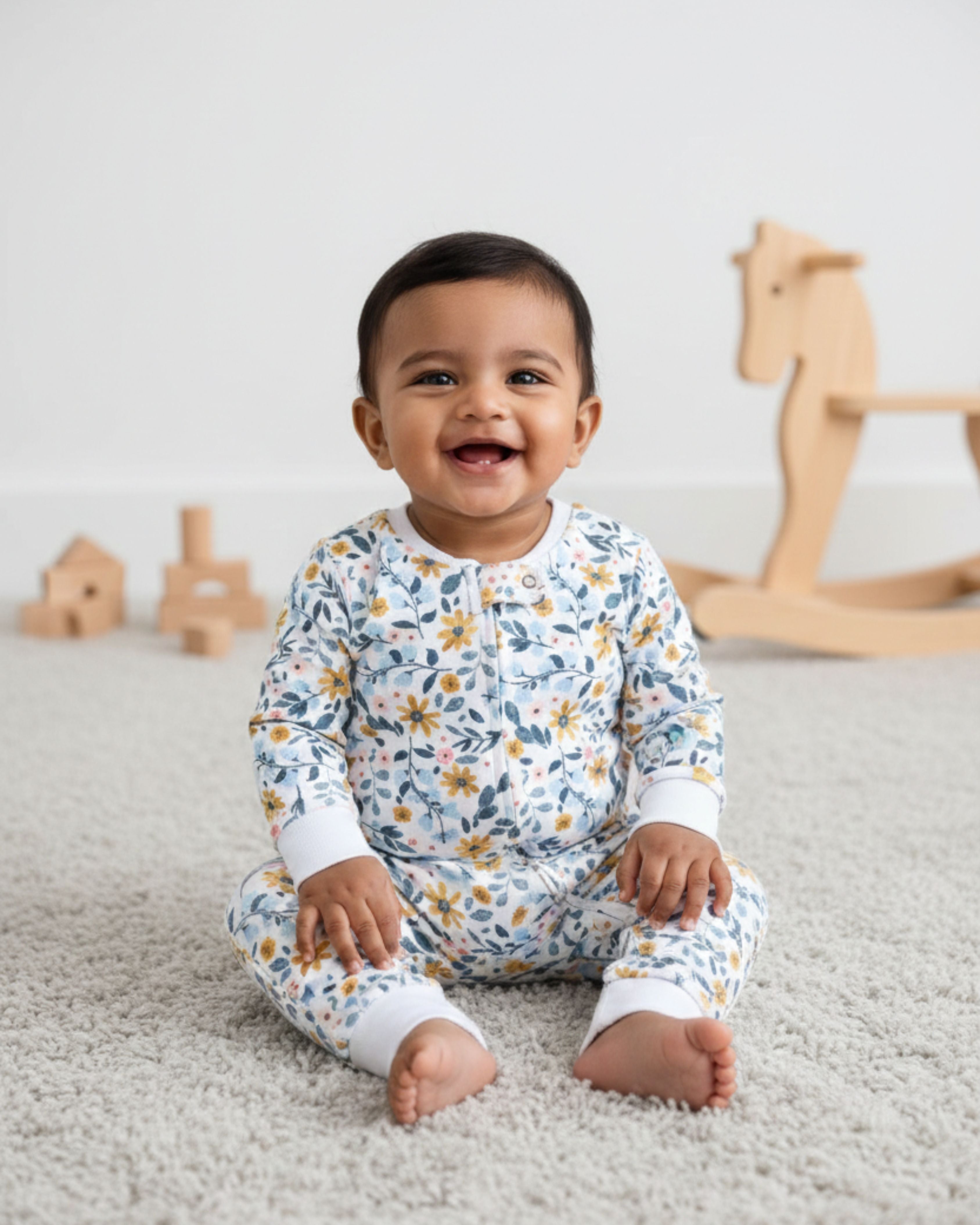 Urbanrac 2 Way Double Zipper Sleepsuit for Babies - Floral
