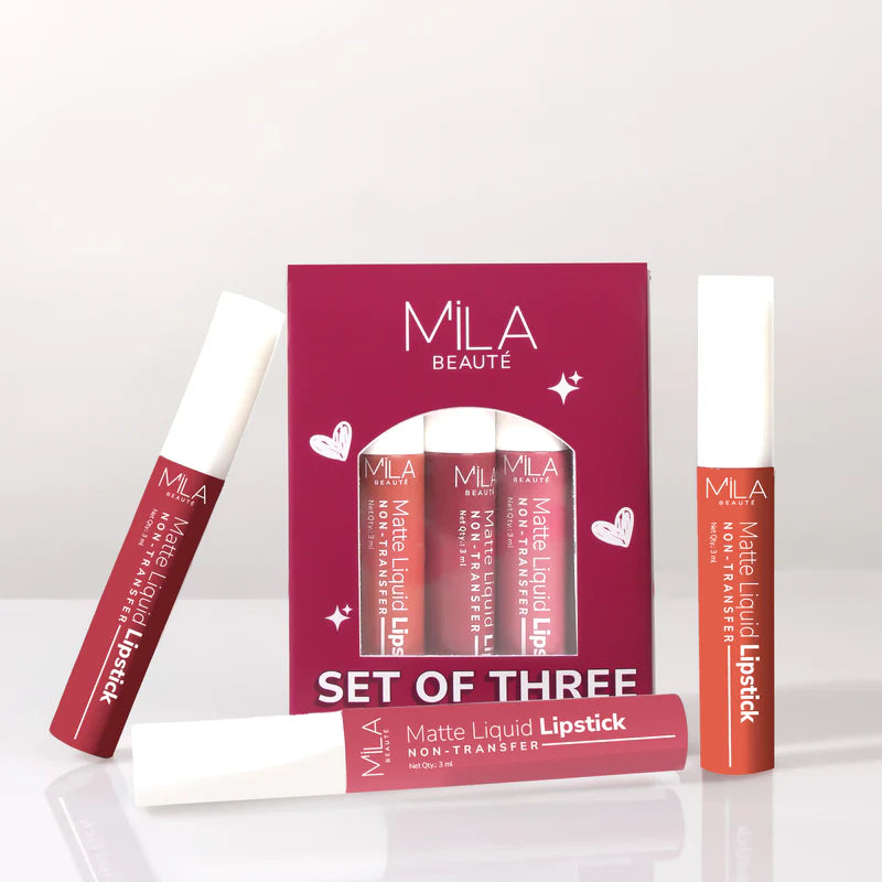 Mila Beaute Non Transfer Liquid Lipstick Set of 3