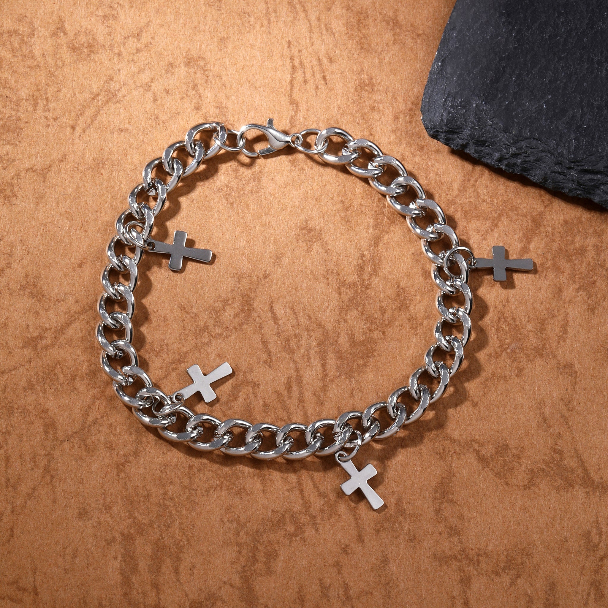 Salty Cross Cubic Link Bracelet