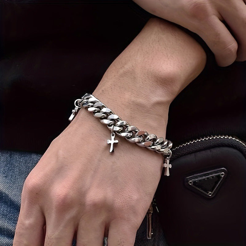 Salty Cross Cubic Link Bracelet