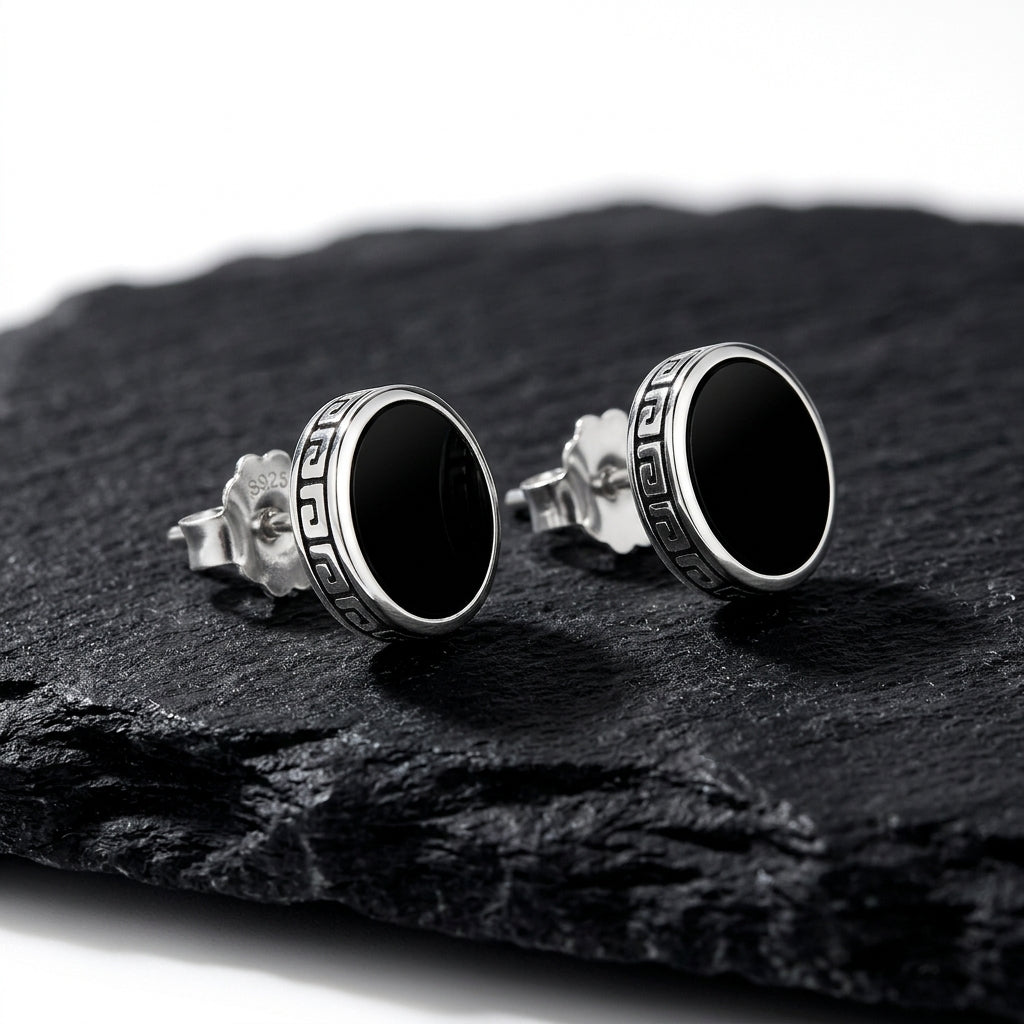 Salty Black Simple Studs