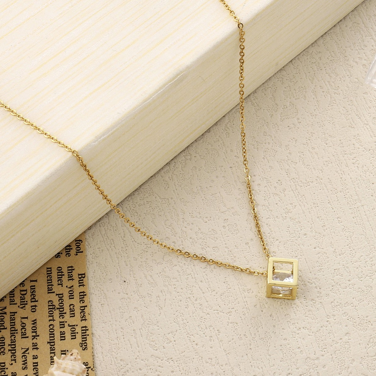 Salty Square Solid Gold Necklace