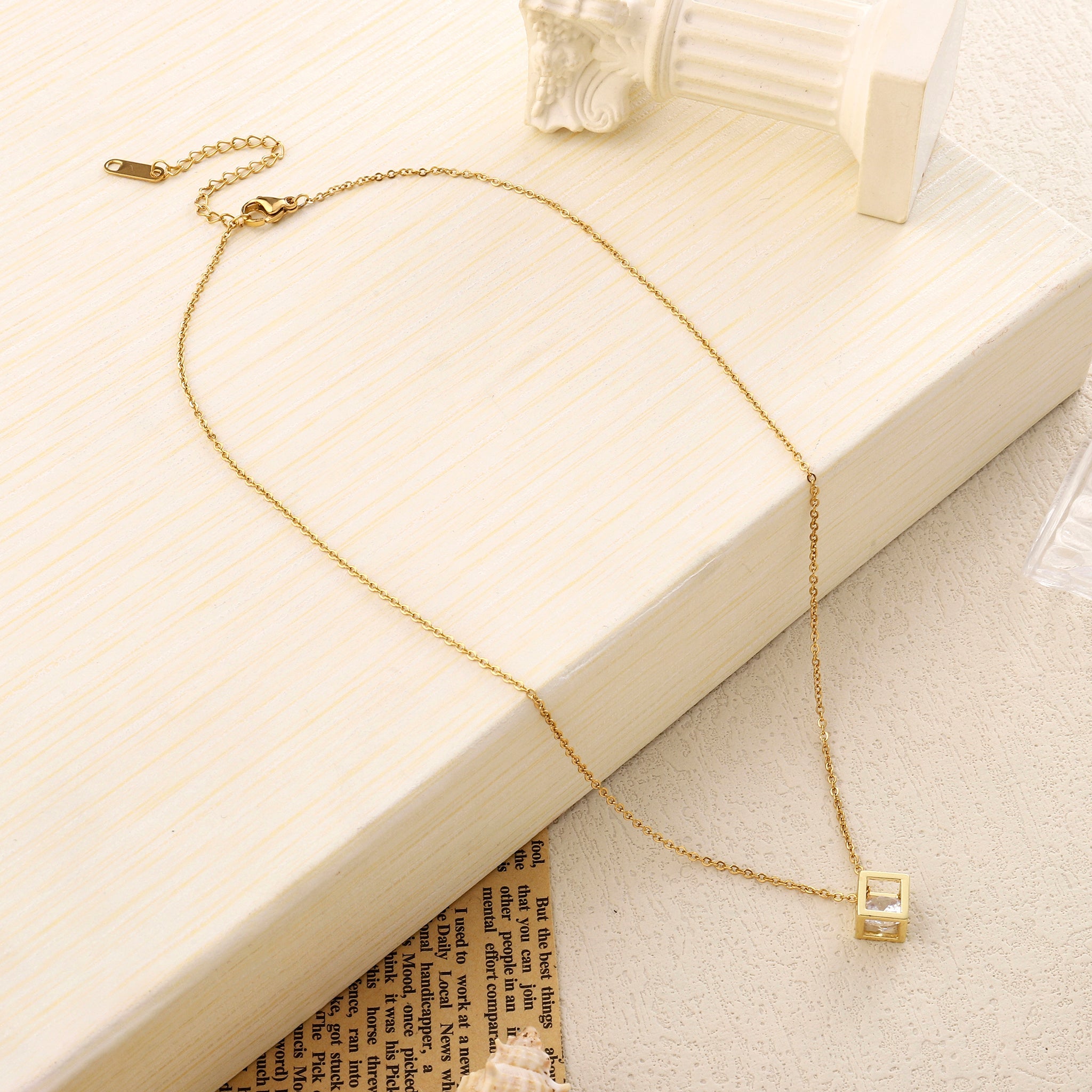Salty Square Solid Gold Necklace