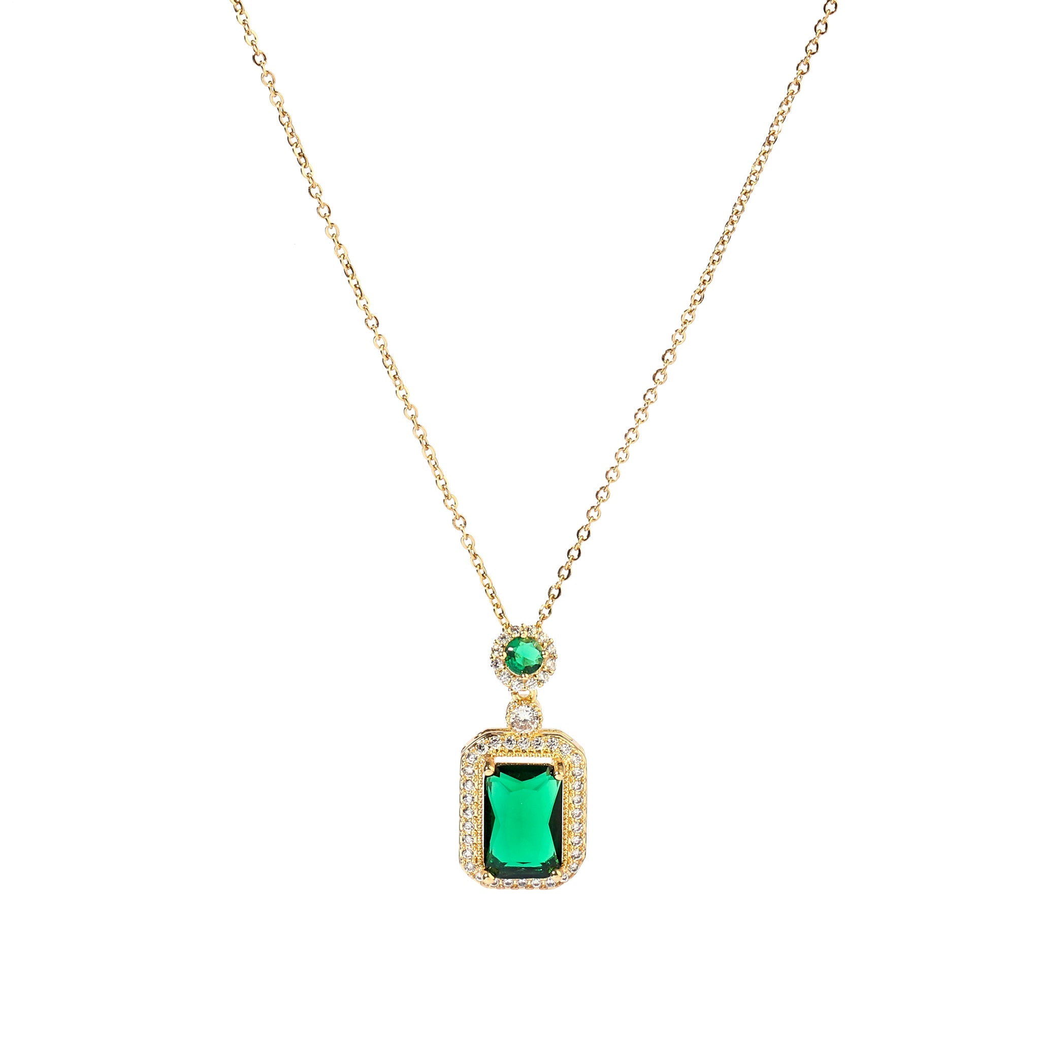Salty Elegance Studded Gem Necklace-Green