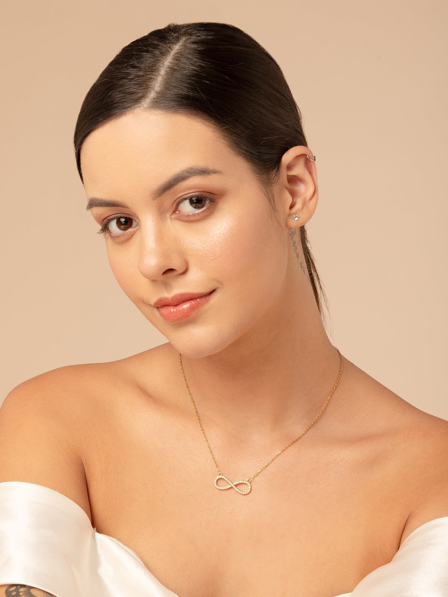 Salty Infinity Love Golden Crystal Necklace