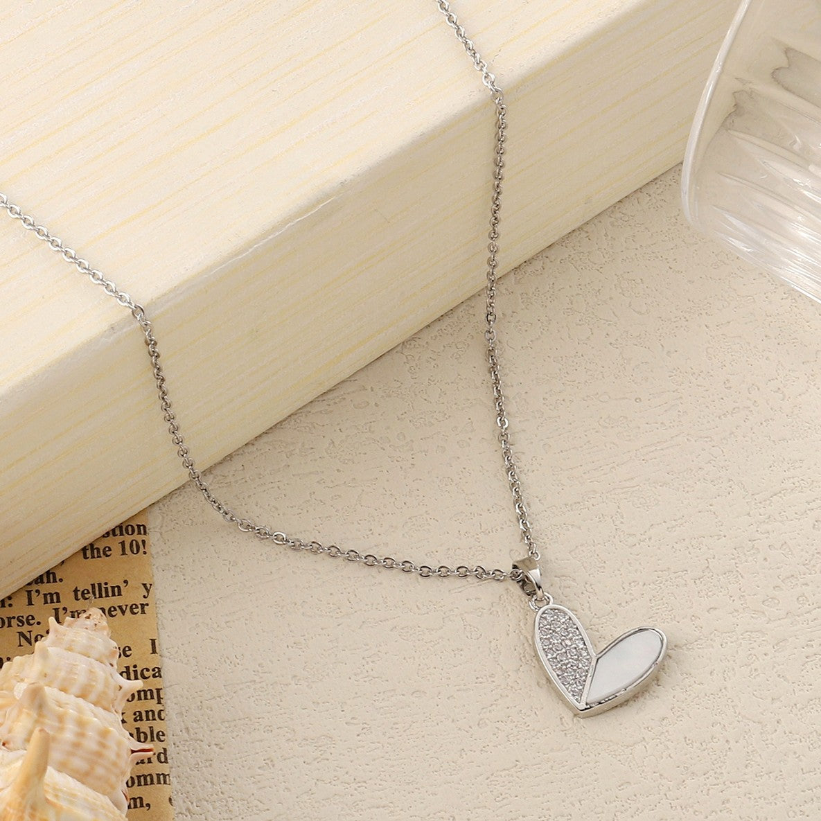 Salty Haley Studded Heart Silver Necklace