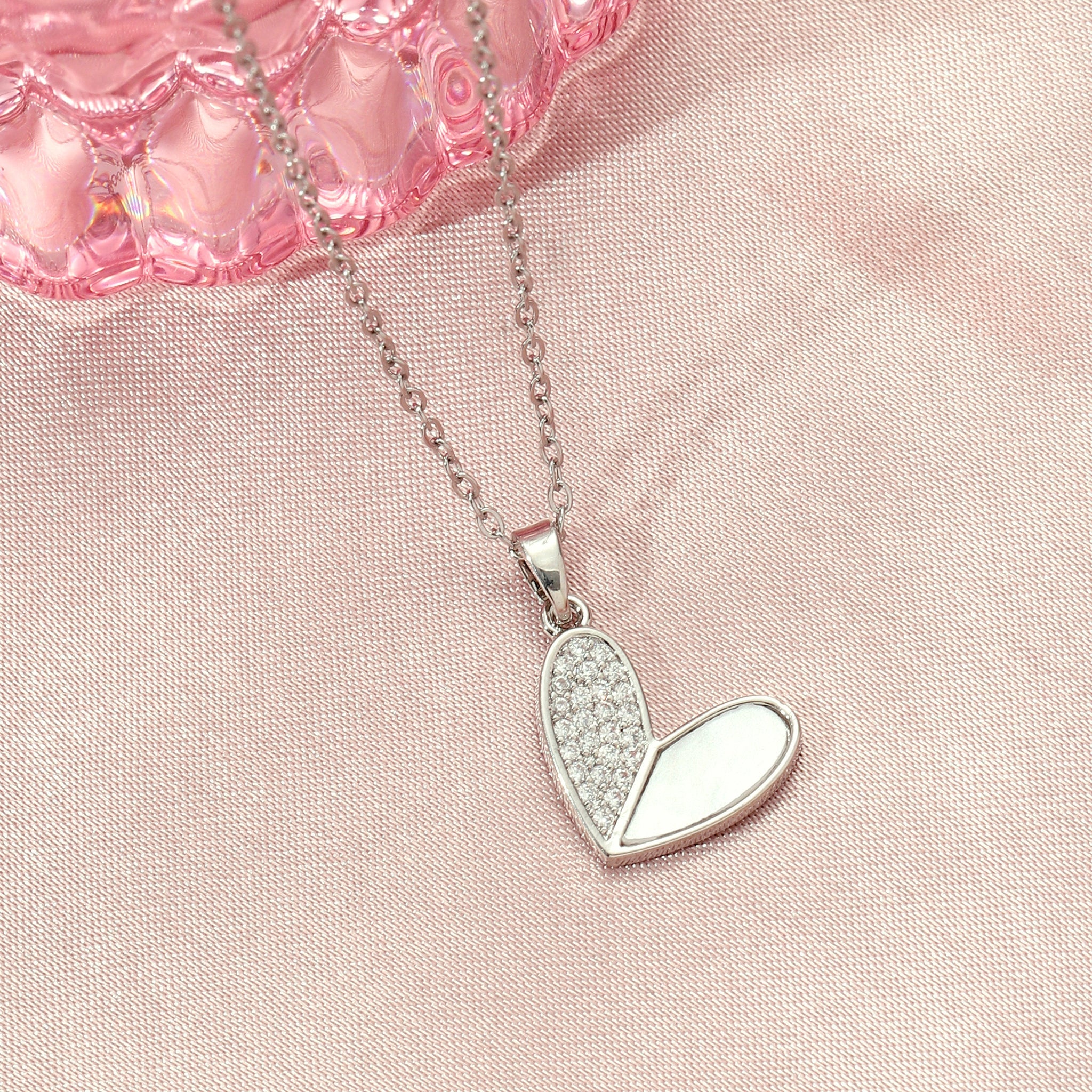 Salty Haley Studded Heart Silver Necklace