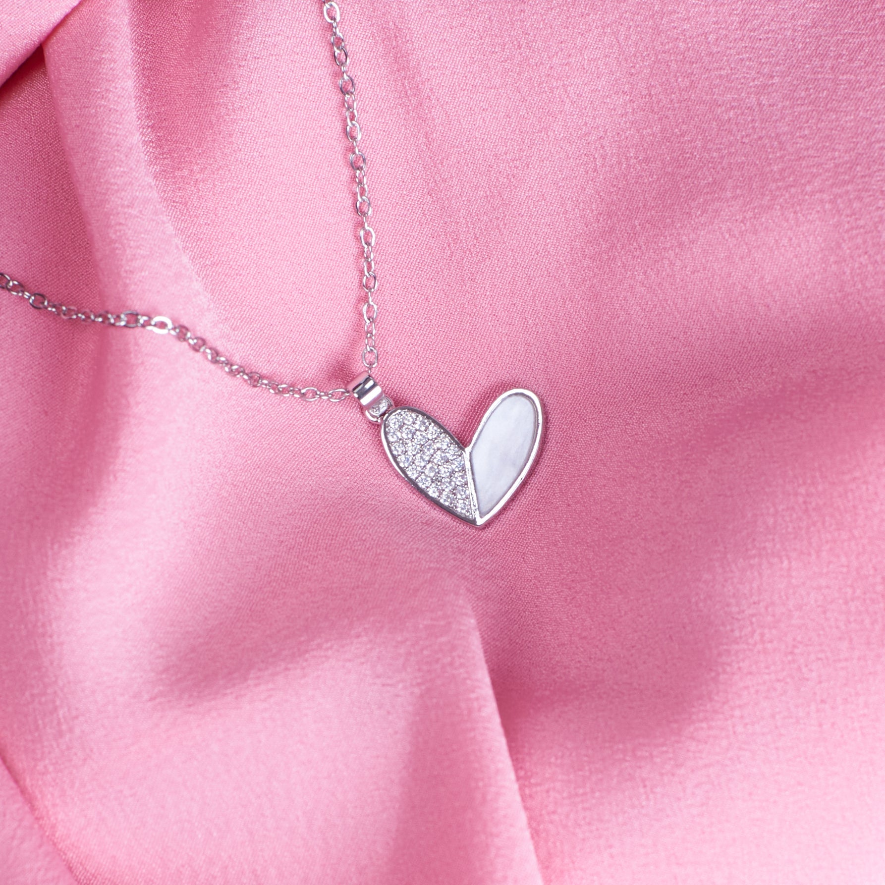 Salty Haley Studded Heart Silver Necklace