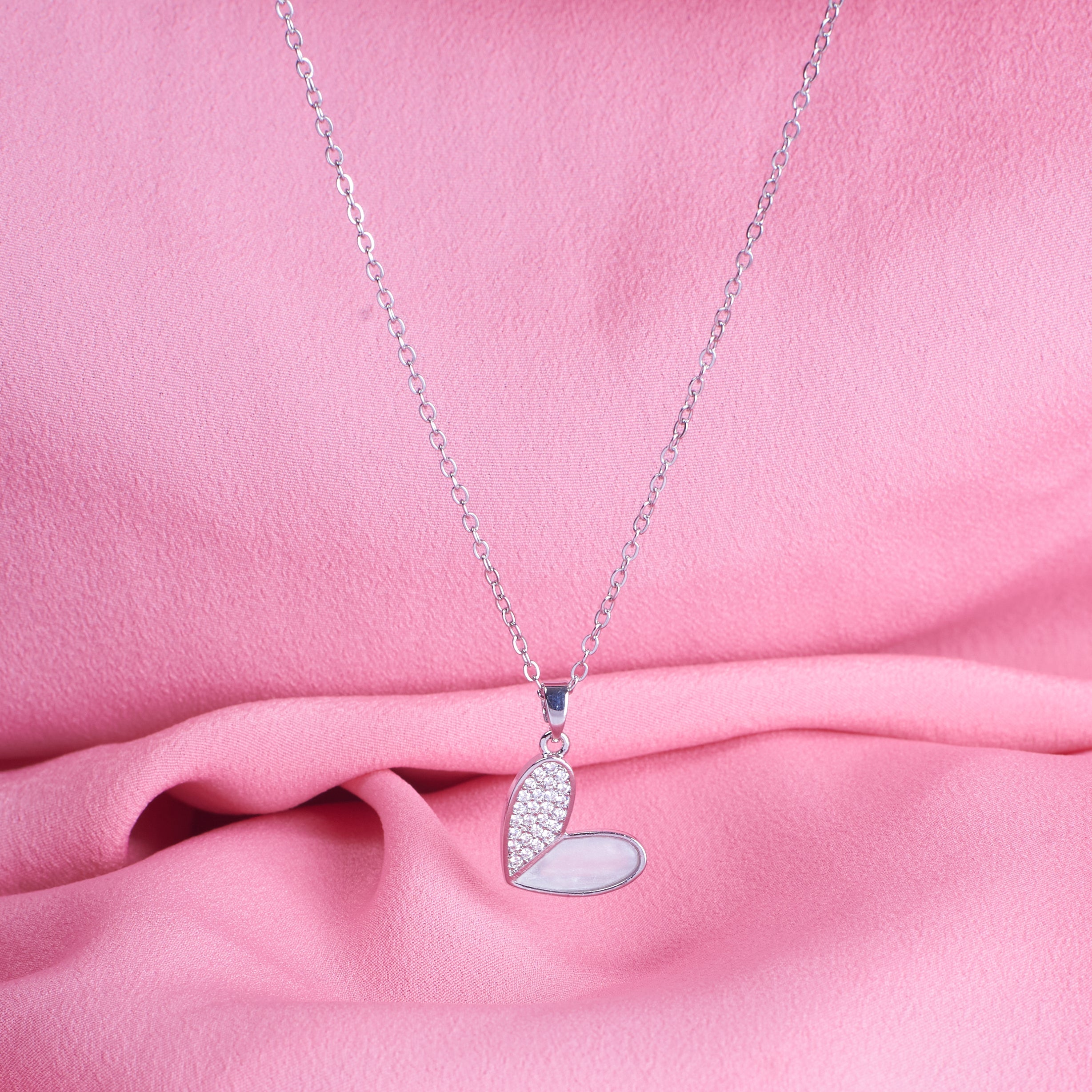 Salty Haley Studded Heart Silver Necklace