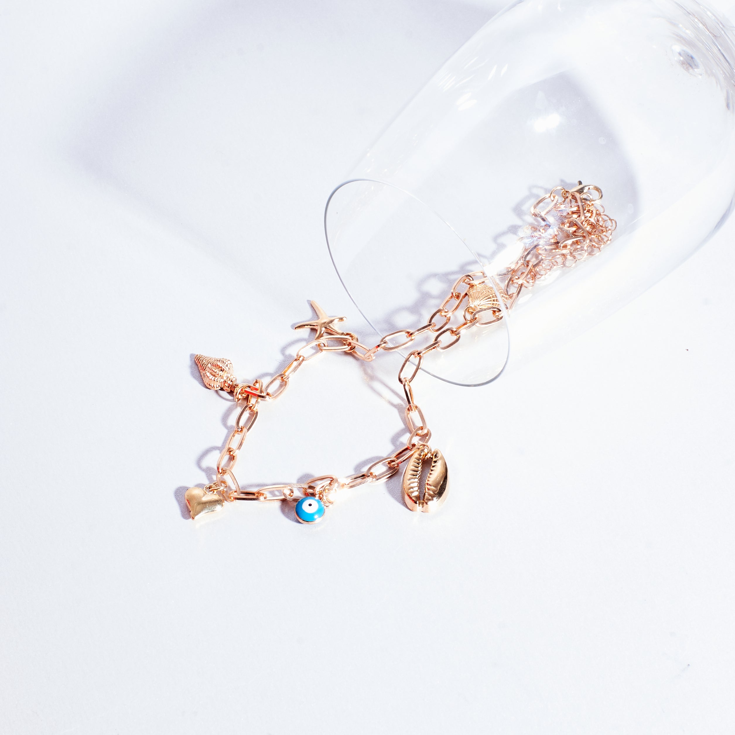 Salty Opulent Gold Tassel Charm Necklace