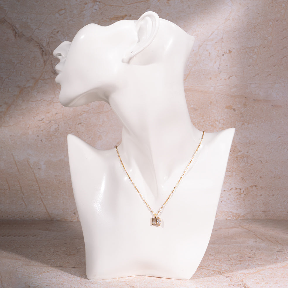 Salty Golden White Stone Necklace