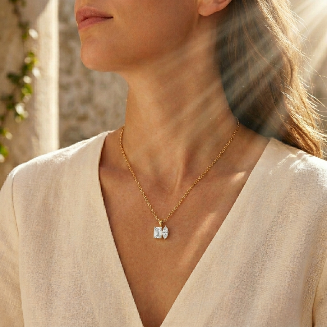 Salty Golden White Stone Necklace