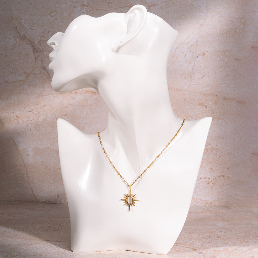 Salty Golden Sunburst Necklace - Black