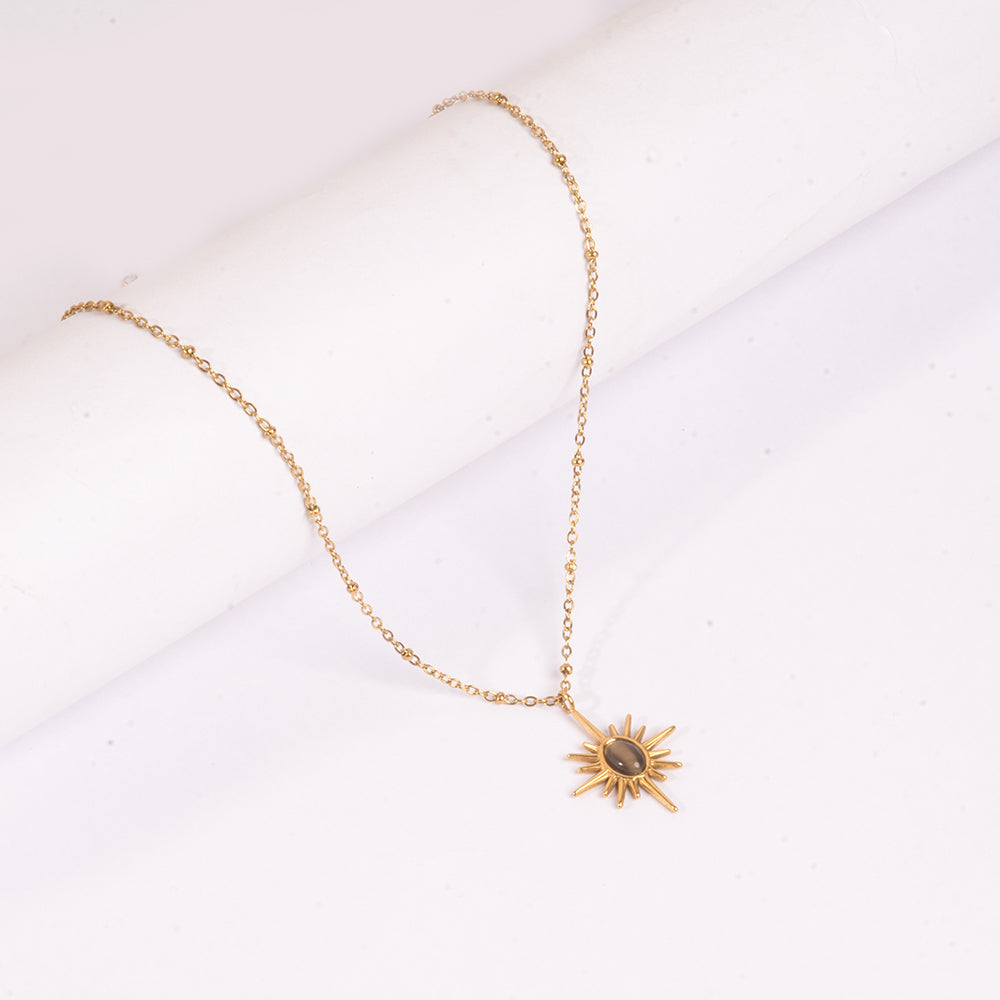 Salty Golden Sunburst Necklace - Black