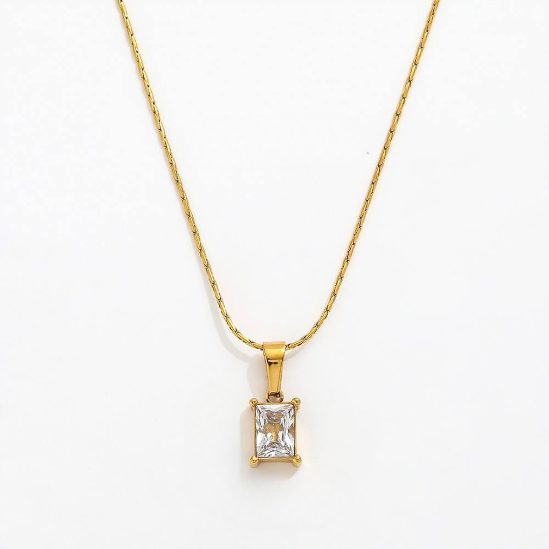 Salty White Square locket With Golden Chain Necklace