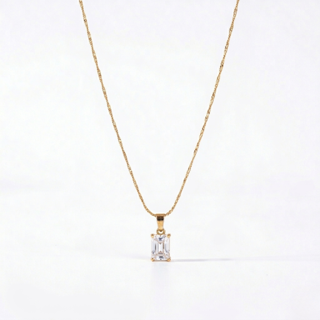 Salty White Square locket With Golden Chain Necklace
