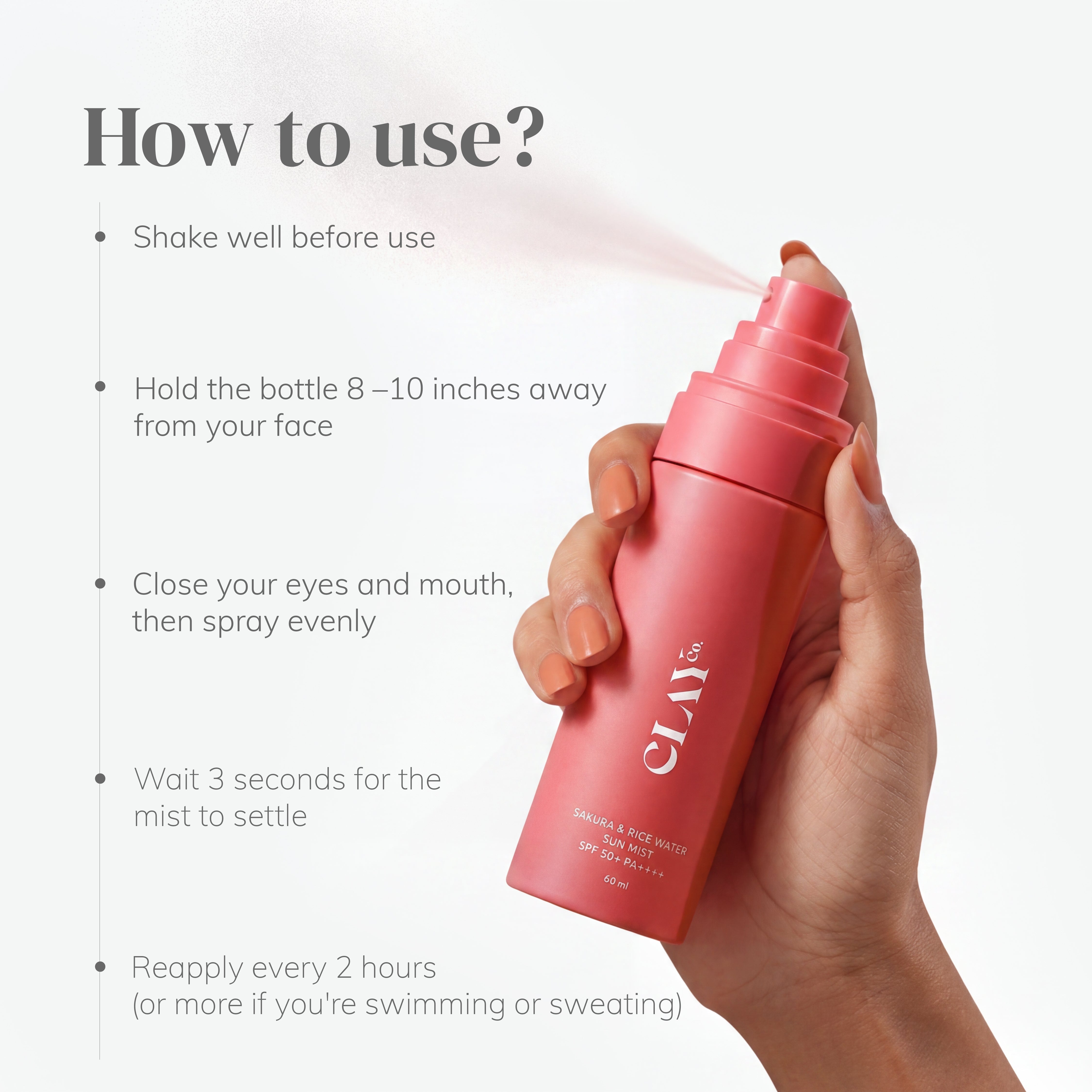 ClayCo Sakura & Rice Water Sunmist SPF 50+ PA++++ - 60ml
