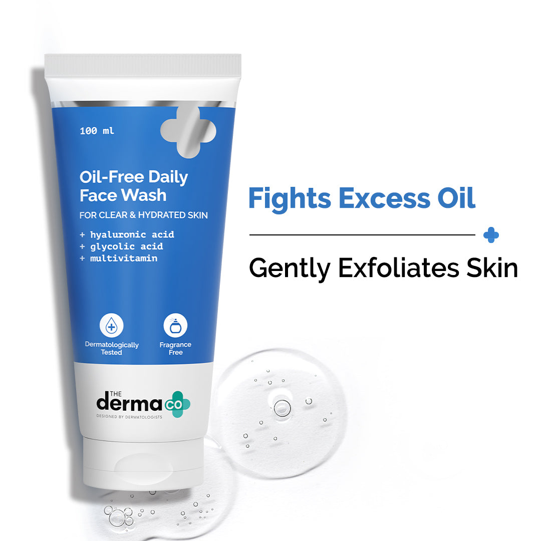 Derma Co Oil-Free Daily Face Wash With Hyaluronic Acid, Glycolic Acid & Multivitamins