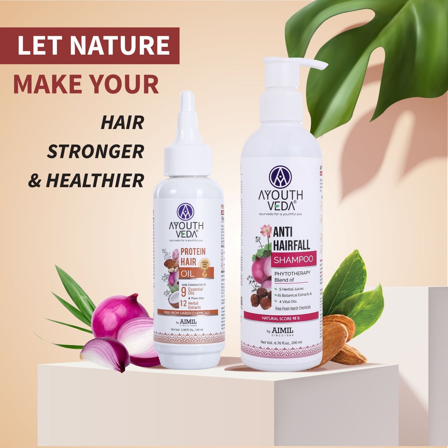 Ayouthveda Hair Fall Control Combo (Protein Hair Oil 100ml & Anti hair fall Shampoo 200ml)
