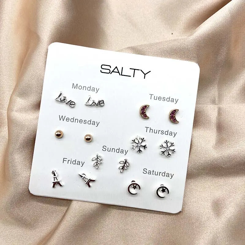 Salty "Paris" Weekly 7 Stud Earrings Set