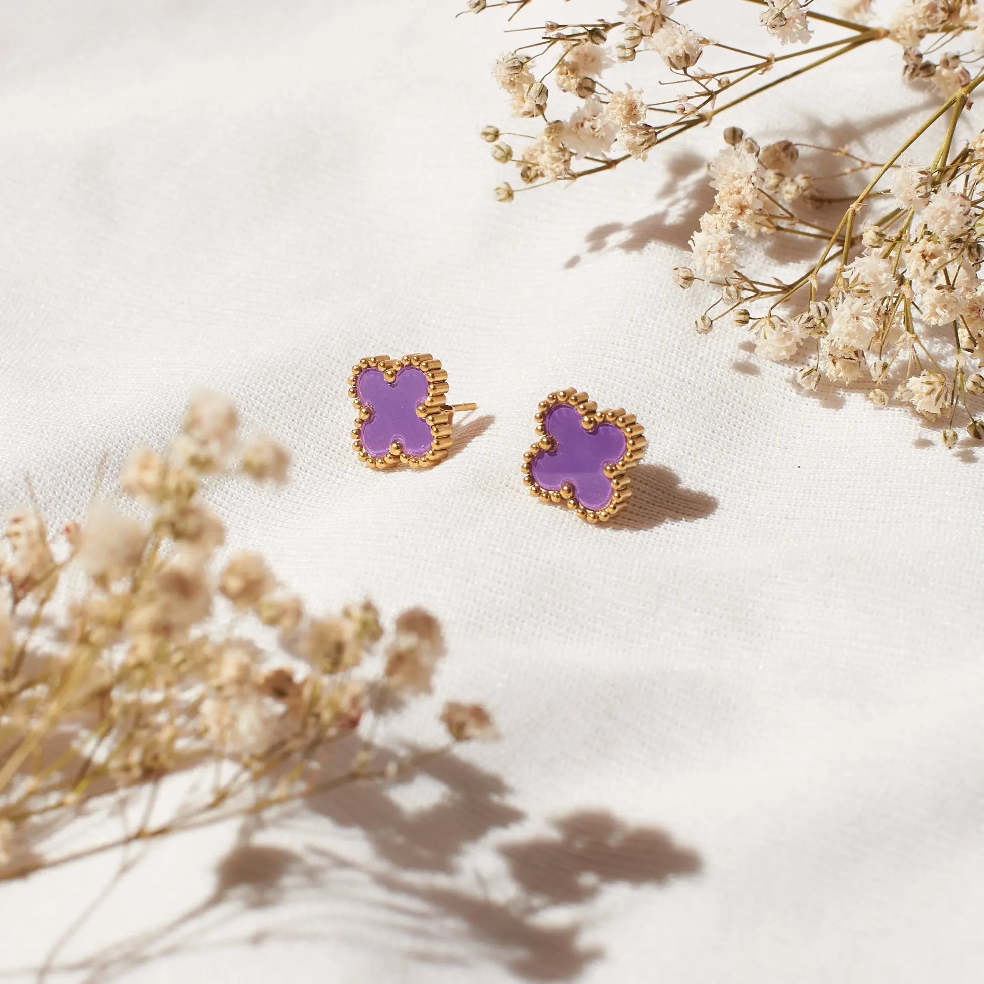 Salty Plum Lucky Clover Studs