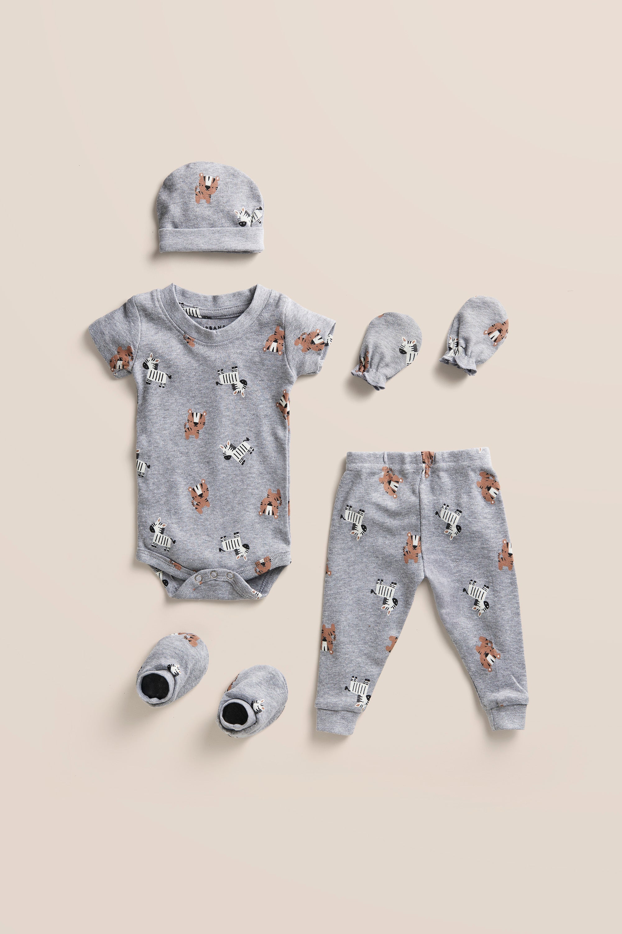 Urbanrac 100% Cotton Onesies and Pant Set - Safari Friends 7-Piece Newborn Cotton Clothing Set