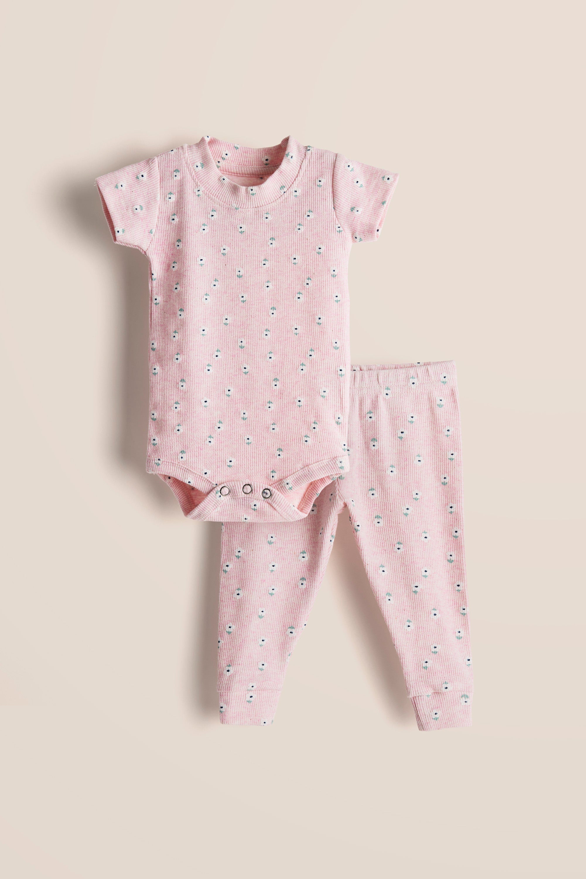 Urbanrac 100% Cotton Onesies and Pant Set - Pink Daisy