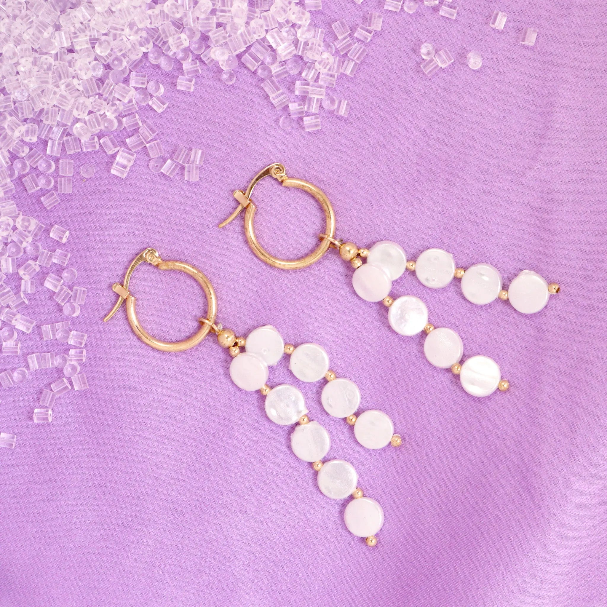 Salty Pretty Pearl Tassel Huggie Earrings