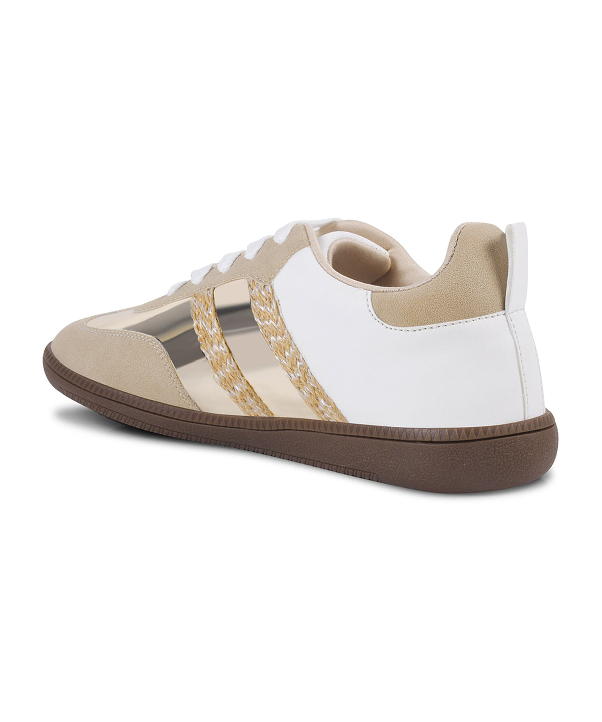 JM Looks Trendy Sneakers with Metallic Panels & Braided Detailing