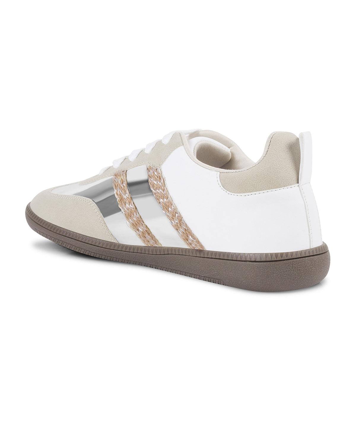 JM Looks Trendy Sneakers with Metallic Panels & Braided Detailing