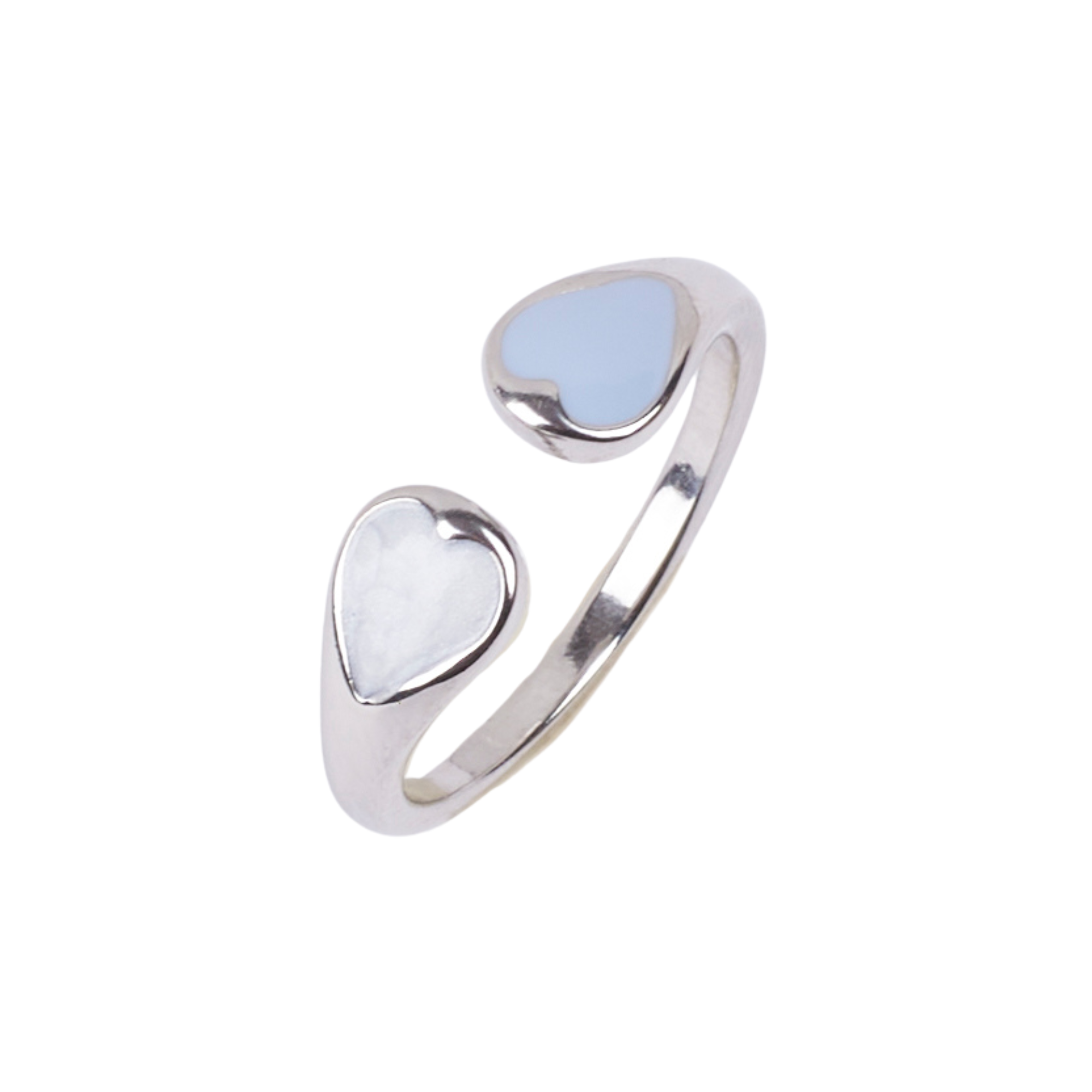 Salty Adele Blue & White Enamel Heart Silver Ring