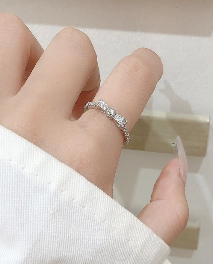 Salty Margaret Crystal Bow Silver Ring