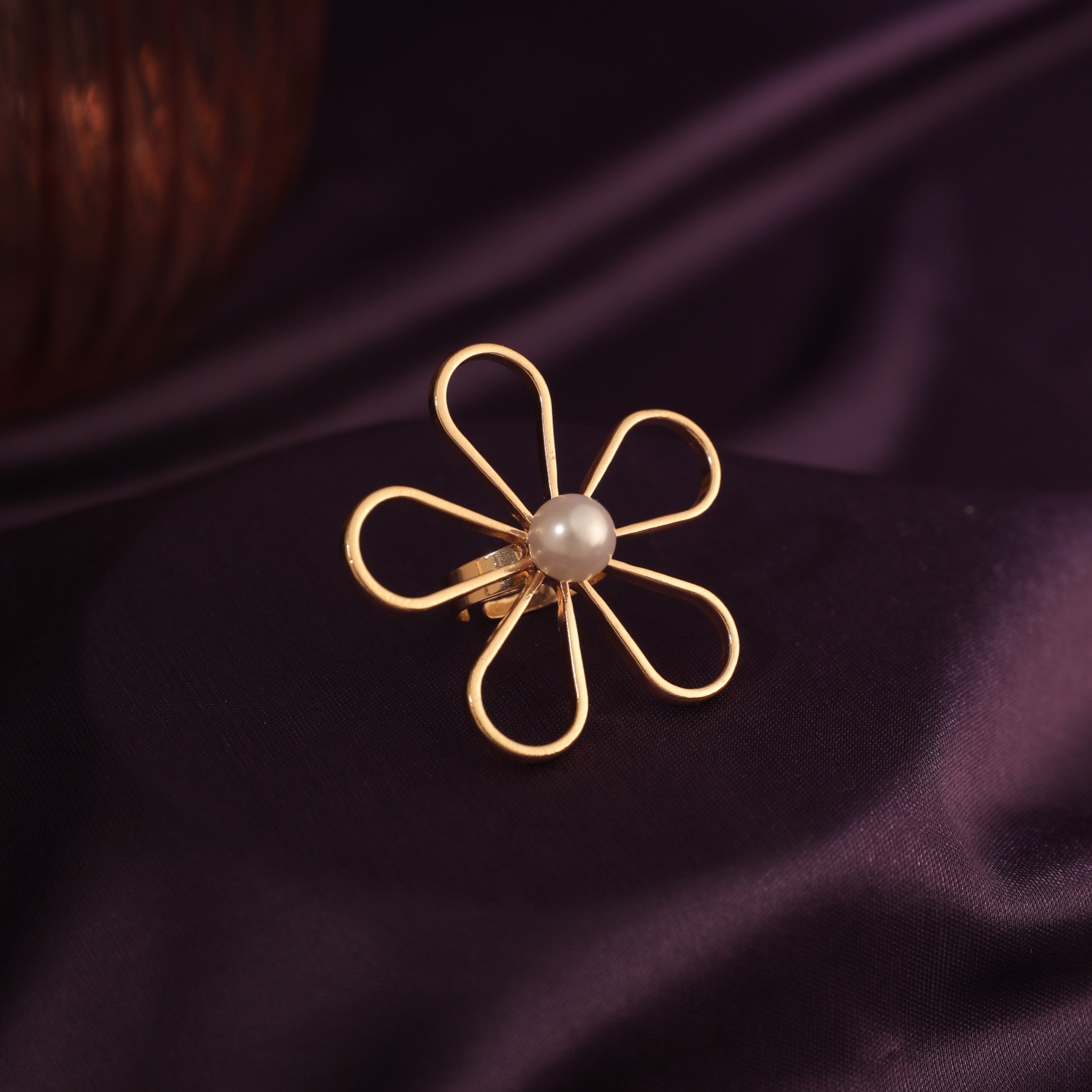 Salty Golden Bloom Pearl Ring