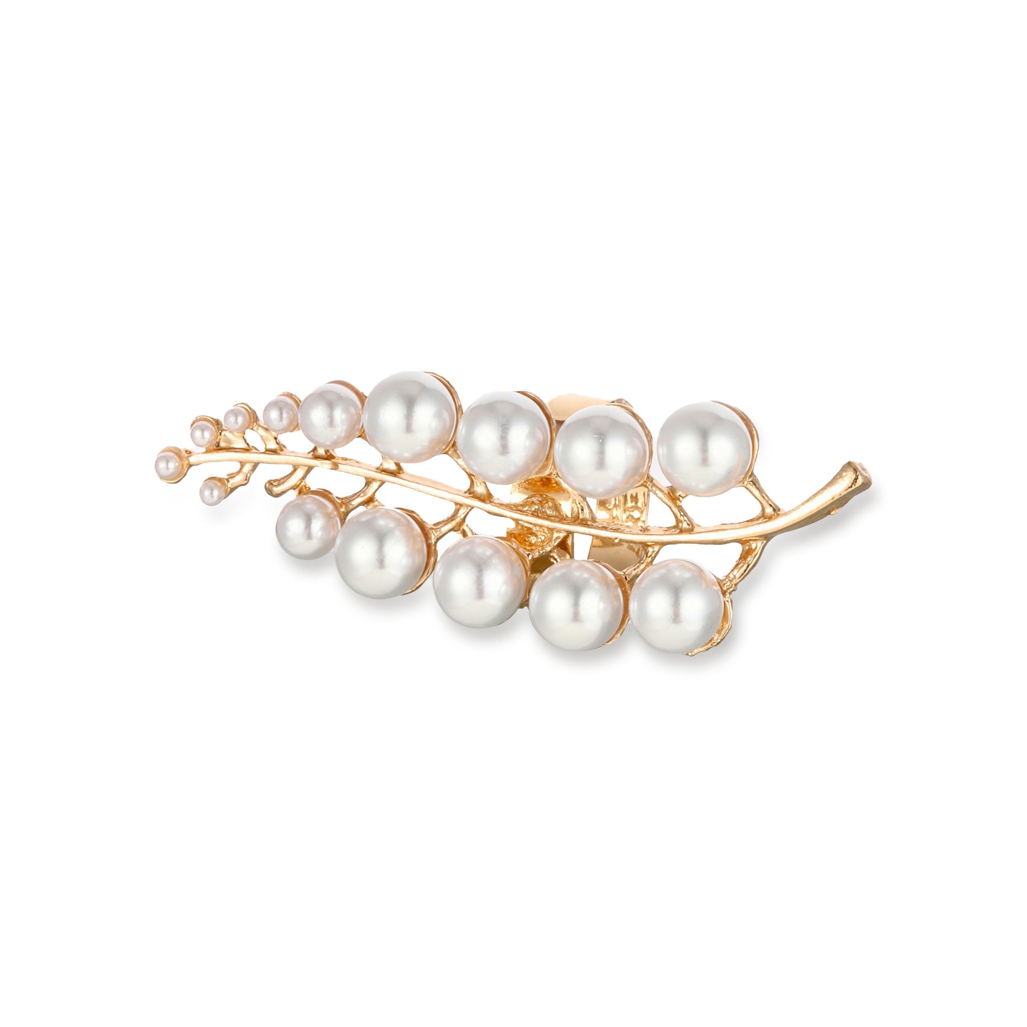 Salty Embellished Pearls Leaf Ring