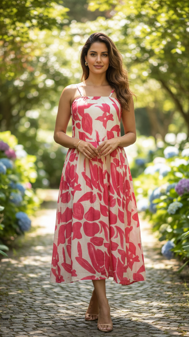 Label Flavia The Abstract Petal Print Camisole Dress