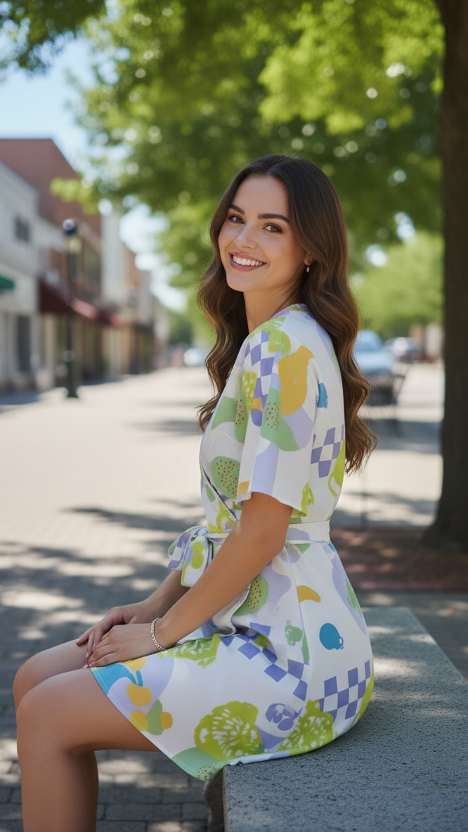 Label Flavia Vibrant V-Neck Kimono Sleeve Wrap