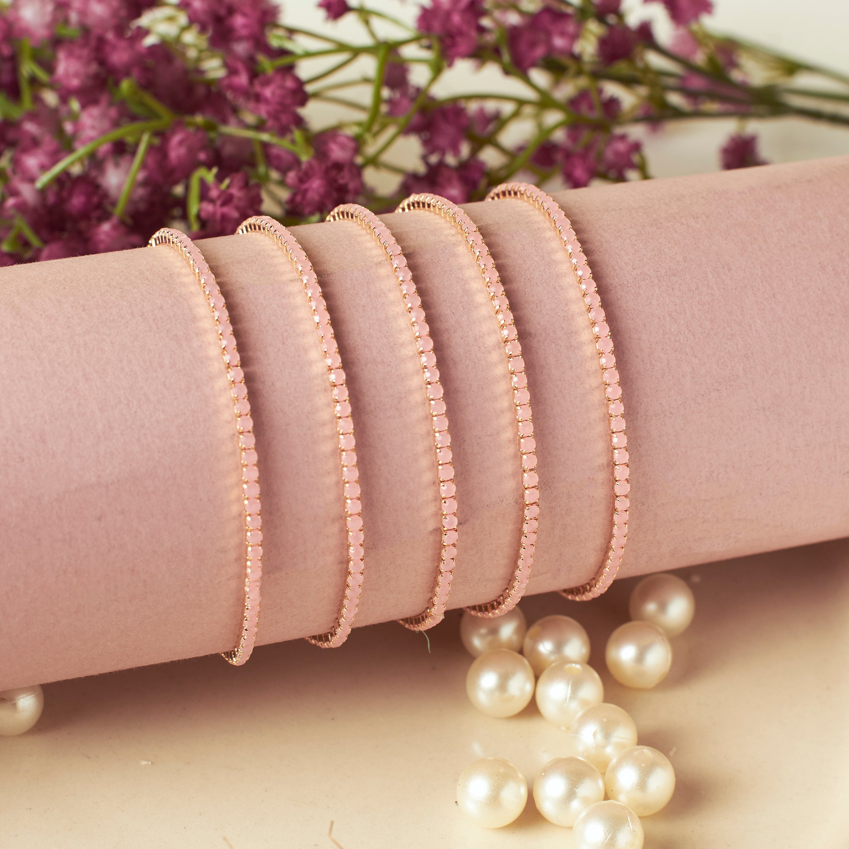 Salty Pink Champagne Stretchable Bands (Set of 5)
