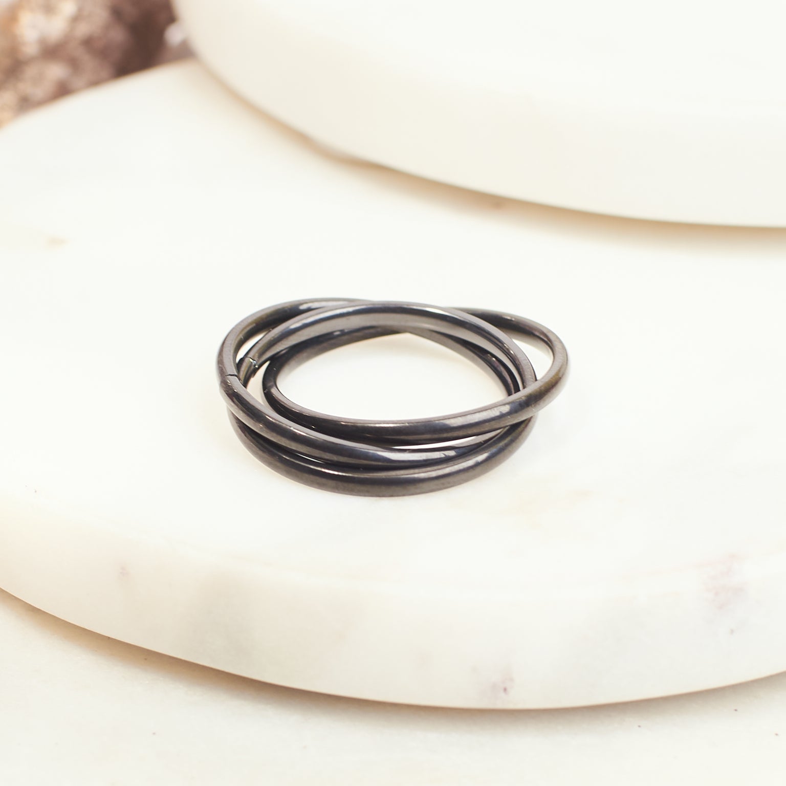 Salty Black Geometric Ring