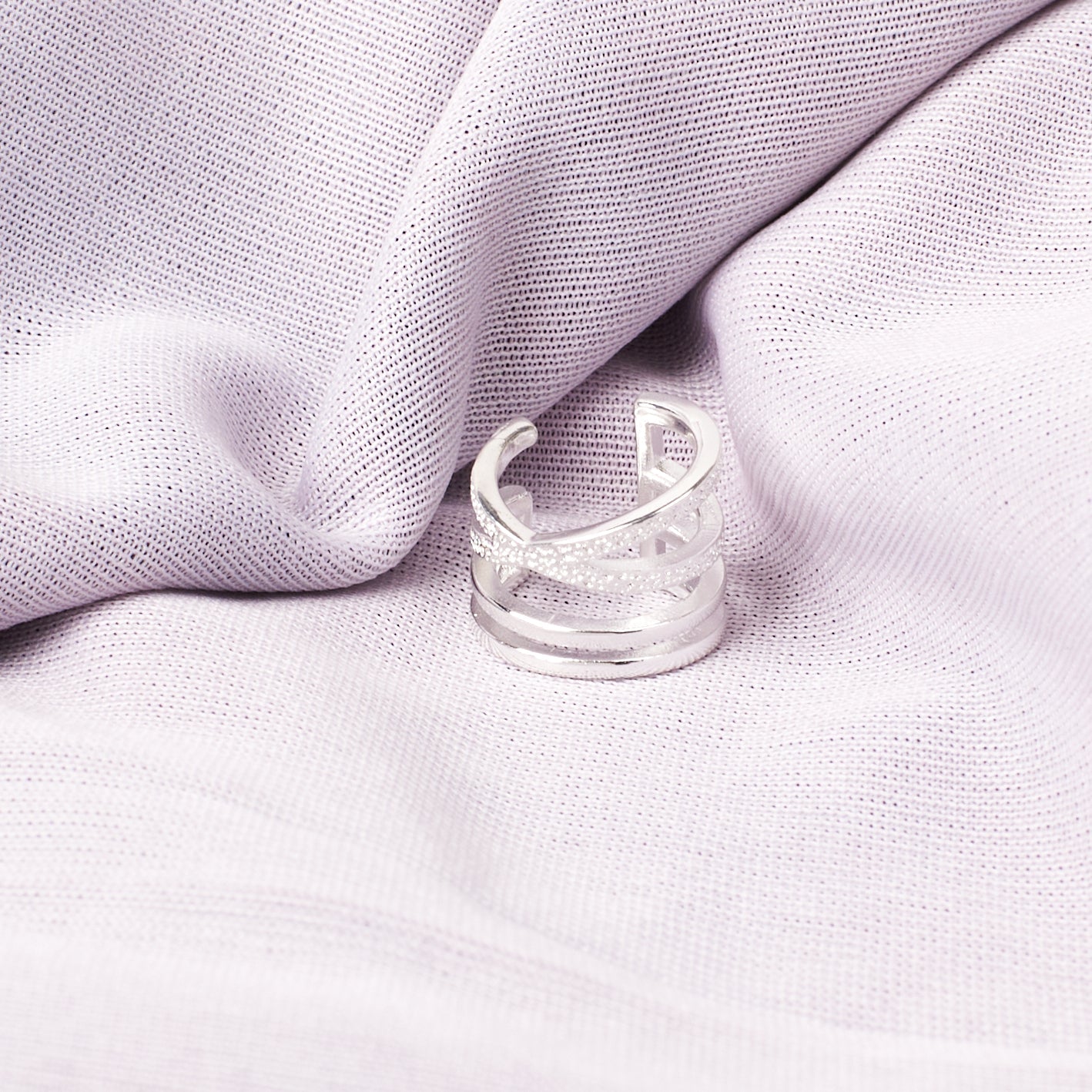 Salty Nova Silver Cuff Earrings