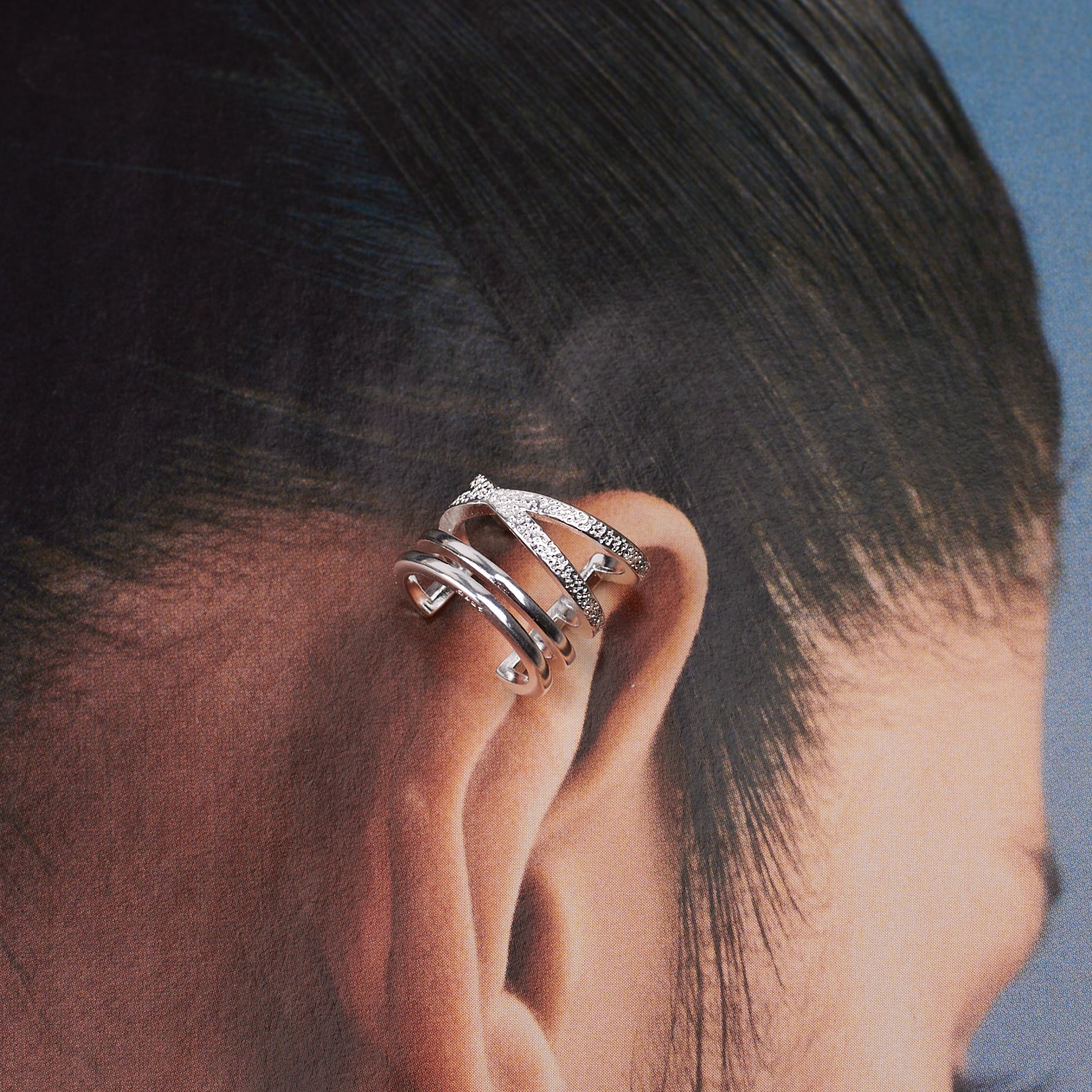 Salty Nova Silver Cuff Earrings