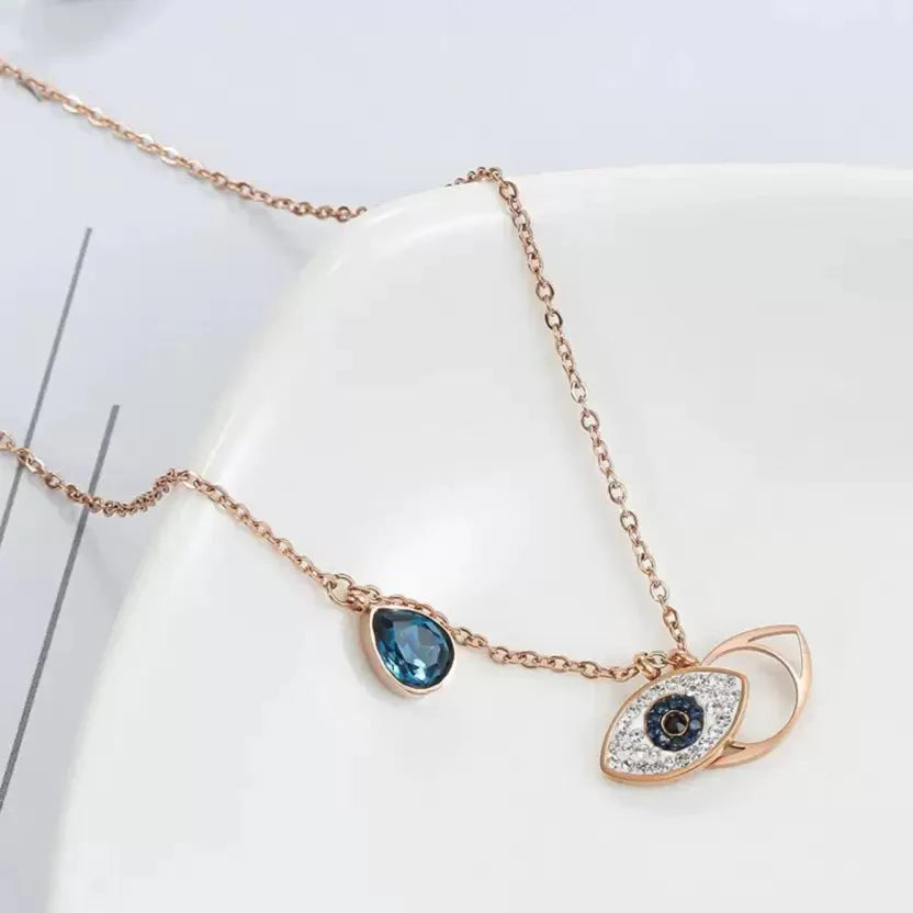 Salty Sapphire Evil eye Necklace