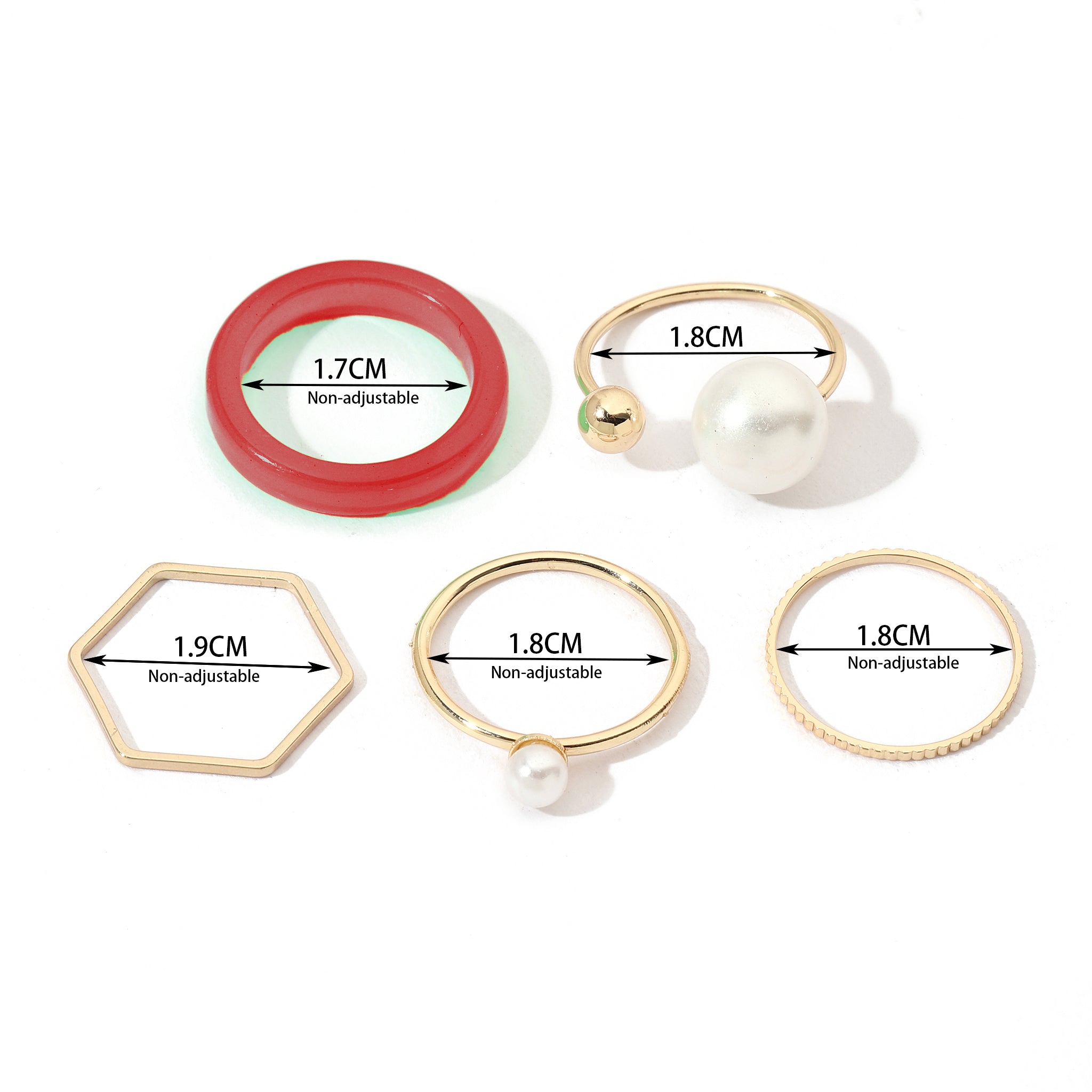 Salty Set Of 5 Cherry Pearl Rings
