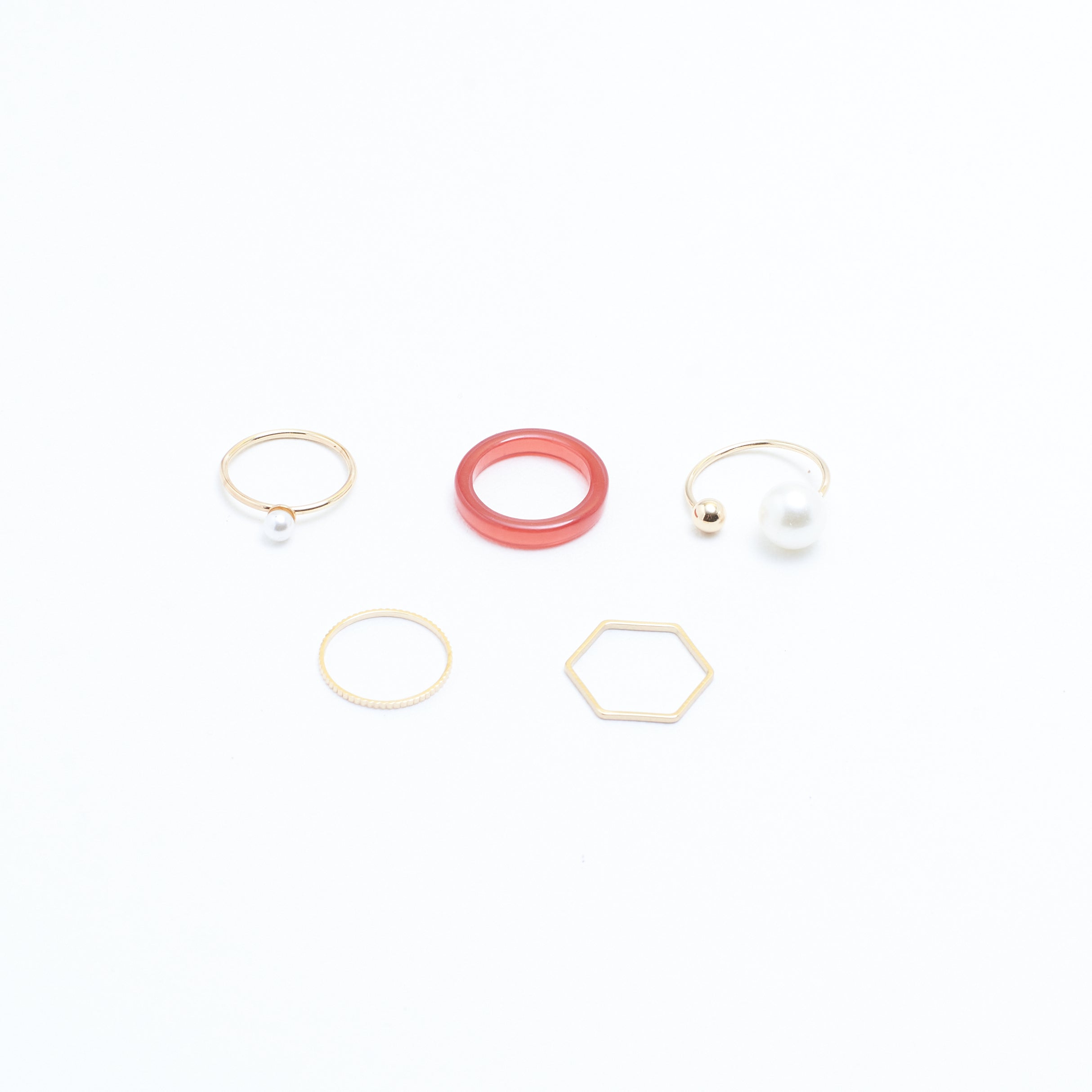Salty Set Of 5 Cherry Pearl Rings