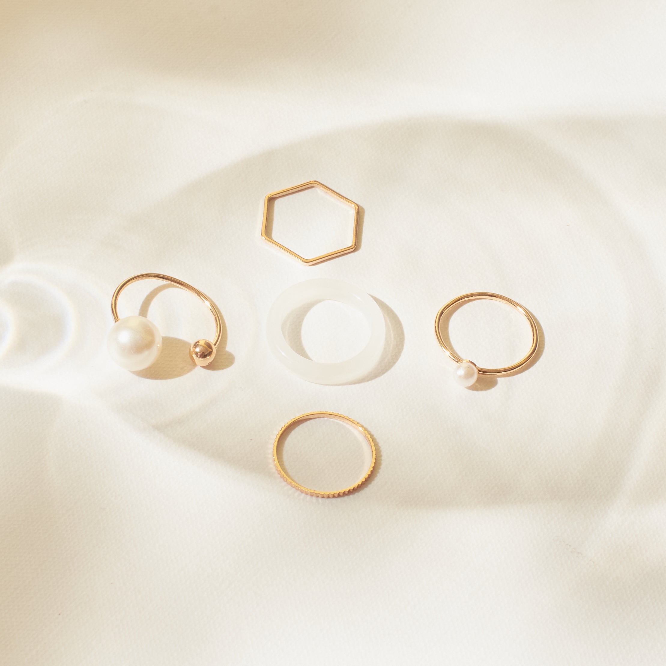 Salty Set Of 5 Heavenly White Gold Rings