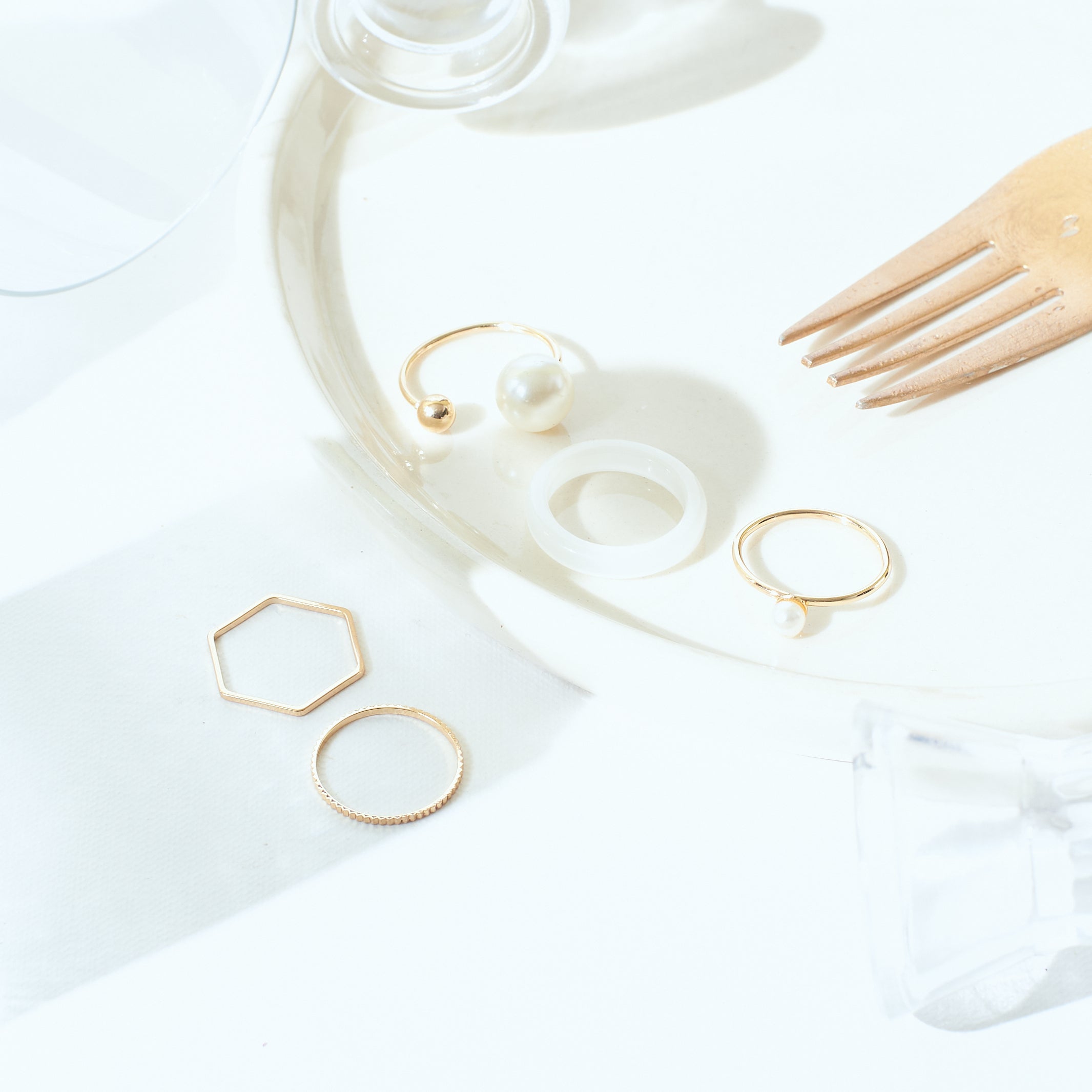 Salty Set Of 5 Heavenly White Gold Rings