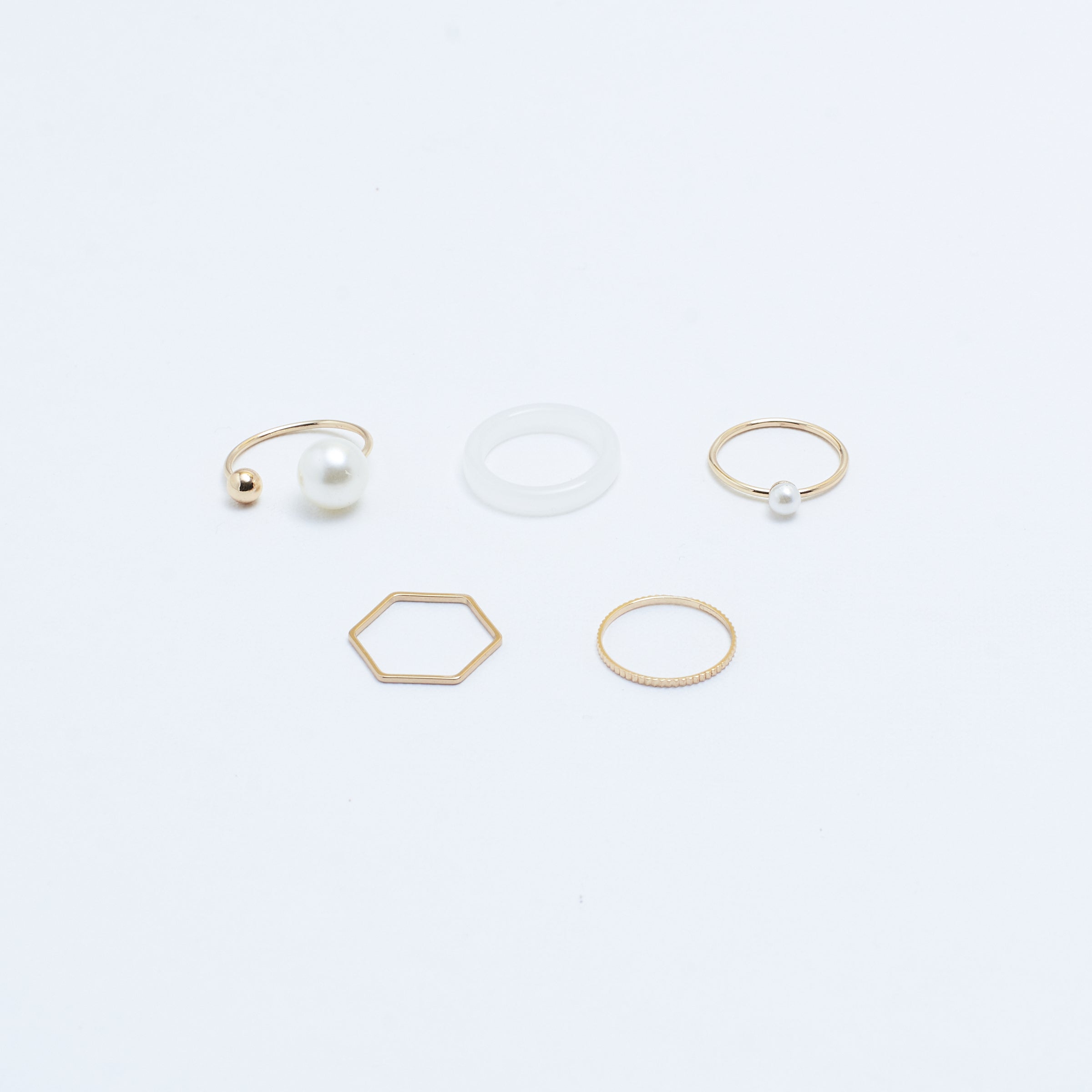 Salty Set Of 5 Heavenly White Gold Rings