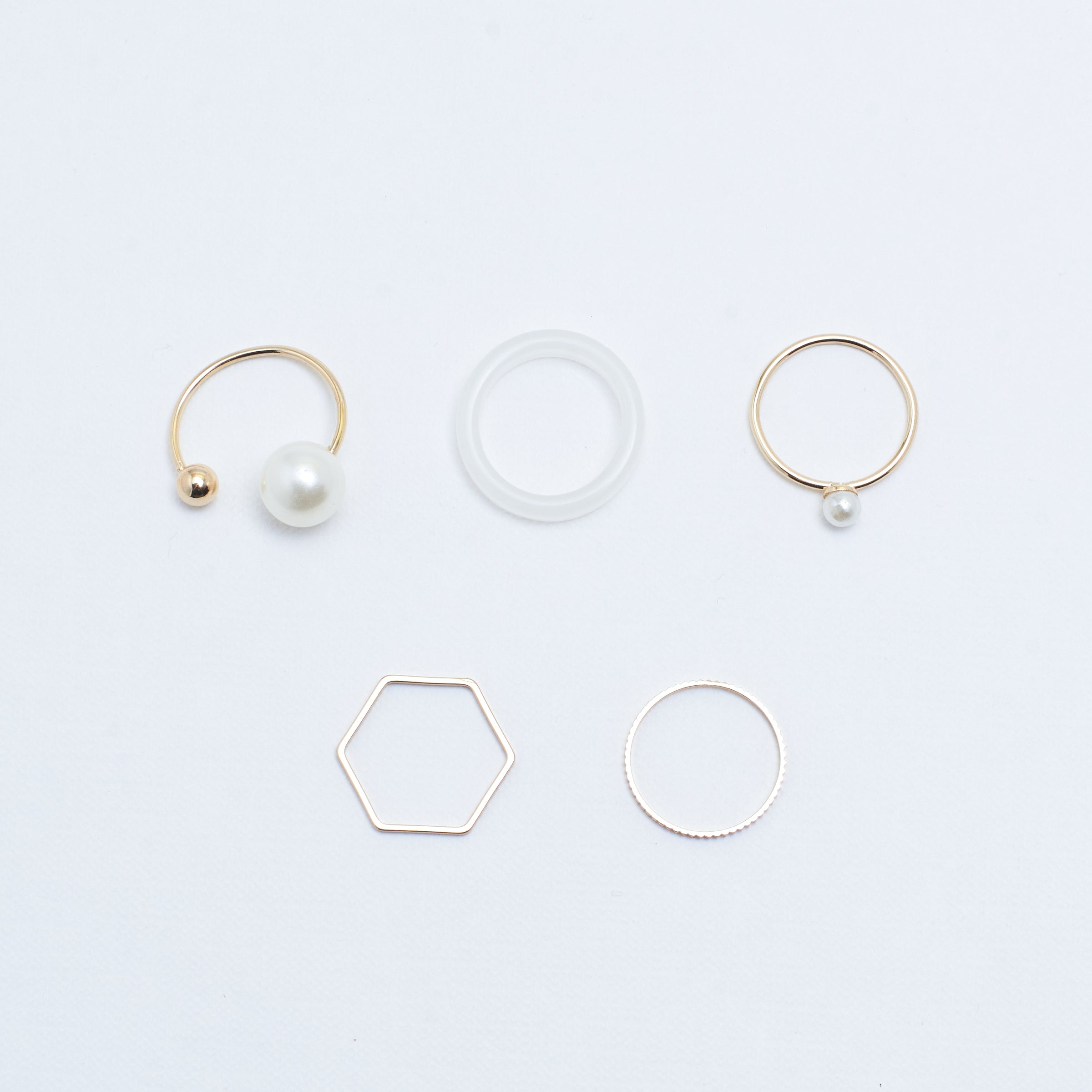 Salty Set Of 5 Heavenly White Gold Rings